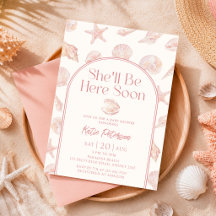 Roze Zeeschelp Ze Zal Hier Zijn Baby Shower