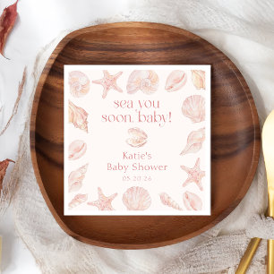 Roze Zeeschelpen Zien We Je Binnenkort Baby Shower Servet