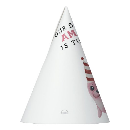 Roze zegel 1e verjaardag onder het Zee Feesthoedjes (Links)