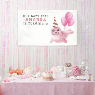 Roze zegel 1e verjaardag onder het Zee Spandoek