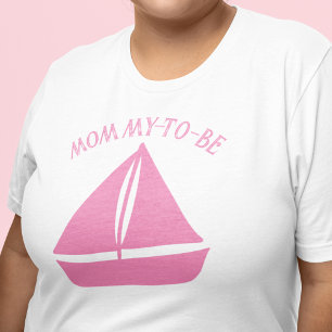 Roze zeilboot Aangepaste Tekst Graphic T-shirt