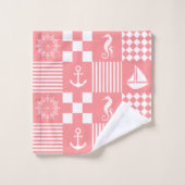 Roze zeilboot bad handdoek (Wasdoekje)