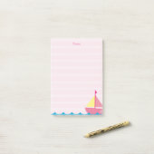 Roze zeilboot Post it Notes (Op bureau)