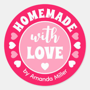 Roze zelfgemaakt met liefde Moederdag bakken Ronde Sticker