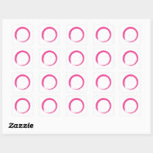 Roze Zen-symbool / Enso-cirkel Vierkante Sticker (Vel)