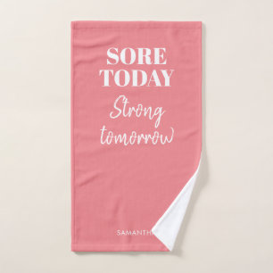 Roze zere vandaag Sterke morgen naam werkuitdraai Handdoek