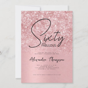 Roze Zestig en Fabulous Script 60ste verjaardagsfe Kaart