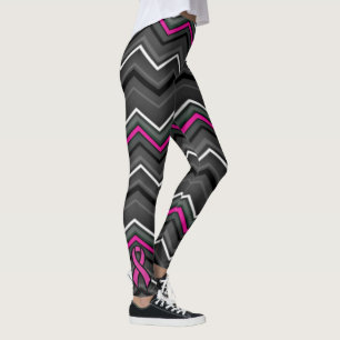Roze Zig Zag met lint... Borstkanker Leggings