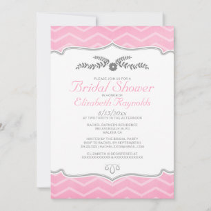 Roze Zigzag Bridal Shower Invitations Kaart