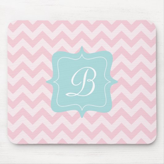 Roze Zigzag Monogram Muismat (Voorkant)