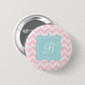 Roze Zigzag Monogram Ronde Button 5,7 Cm (Voorkant /achterkant)
