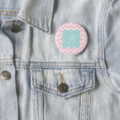 Roze Zigzag Monogram Ronde Button 5,7 Cm (In situ)