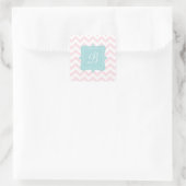 Roze Zigzag Monogram Vierkante Sticker (Tas)