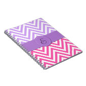 Roze zigzag, Paarse zigzag, Chevron, Monogram Notitieboek (Rechterzijde)