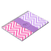 Roze zigzag, Paarse zigzag, Chevron, Monogram Notitieboek (Linkerzijde)