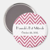 Roze Zigzag, Roze Chevron, Bat Mitzvah Magneet (Voorkant / Achterkant)