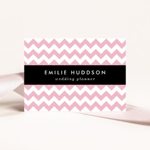 Roze Zigzag, Roze Chevron, Geometrisch Patroon Visitekaartje