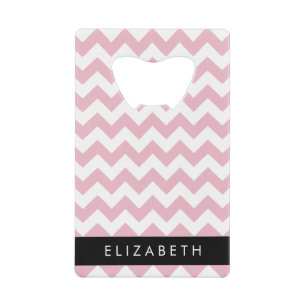 Roze Zigzag, Roze Chevron, Golfpatroon, Jouw naam Kredietkaart Flessenopener