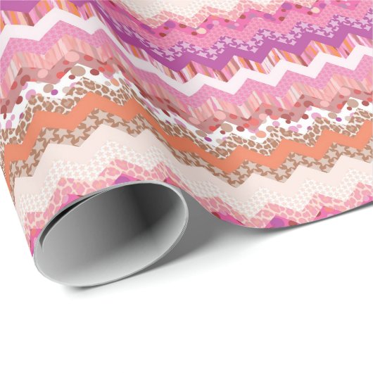 Roze zigzagachtergrond cadeaupapier (Rol Hoek)