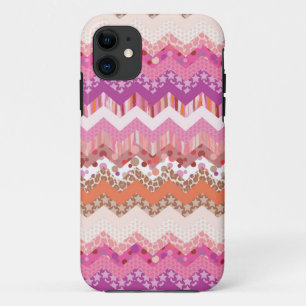 Roze zigzagachtergrond iPhone 11 hoesje