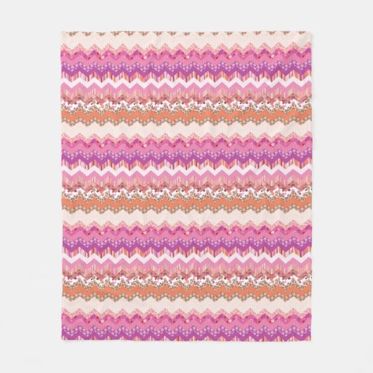 Roze zigzagachtergrond fleece deken (Voorkant)