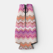 Roze zigzagachtergrond flesjeskoeler (Achterkant)