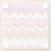 Roze zigzagachtergrond glazen onderzetter (Achterkant)