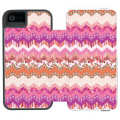 Roze zigzagachtergrond incipio iPhone portemonnee hoesje (Agenda Open)