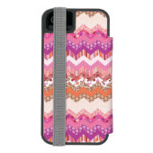 Roze zigzagachtergrond incipio iPhone portemonnee hoesje (Agenda Achterkant)