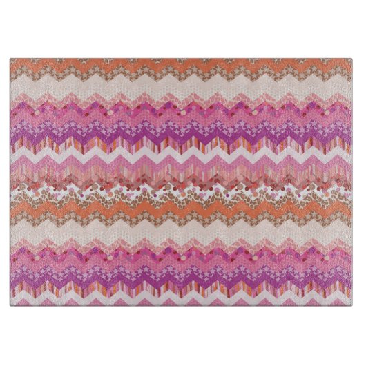 Roze zigzagachtergrond snijplank (Voorkant)