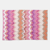 Roze zigzagachtergrond theedoek (Horizontaal)