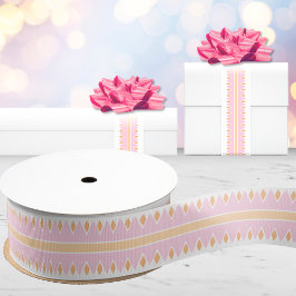 Roze zigzagstreep in roze en oranje grosgrain lint