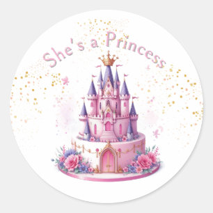 Roze Zij is een prinses kasteel Ronde Sticker