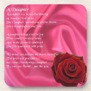 Roze zijde en rode roos - dochter Onderzetter gedi