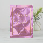 Roze zijde opslaan Datum Gold geperst Folie Uitnodiging (Staand Voorkant)