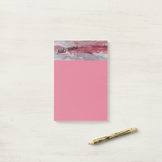 Roze Zilver Abstract Personaliseren Post it Notes  (Op bureau)