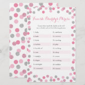 Roze zilver Baby shower Afwerking Phrase Game (Voorkant / Achterkant)