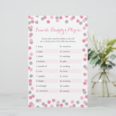 Roze zilver Baby shower Afwerking Phrase Game (Staand voorkant)