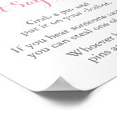 Roze Zilver Baby shower Zeg niet dat het Baby-spel Poster (Hoek)