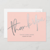 Roze Zilver Dank u Elegant Universeel Briefkaart (Voorkant / Achterkant)