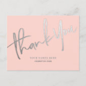 Roze Zilver Dank u Elegant Universeel Briefkaart (Voorkant)