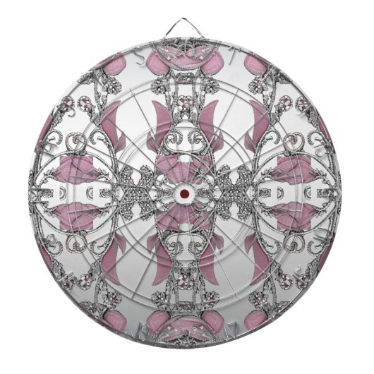 Roze Zilver Decoratief Dartbord (Voorkant)
