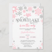  Roze Zilver Een Klein Sneeuwvlokje Winter Baby Sh Kaart (Voorkant)