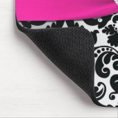 Roze, zilver en Black Damask Mousepad Muismat (Hoek)