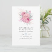 Roze Zilver en Witte Bloem Bruiloft Save the Date (Staand voorkant)