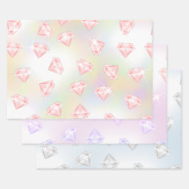 Roze zilver Faux Diamond Metallic Inpakpapier Vel