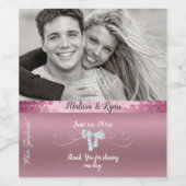 Roze & Zilver Folie Lint Met Metaalglans Wijn Etiket (Enkel label)