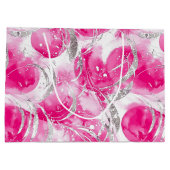 Roze Zilver Glam Abstracte Cirkels Verjaardag Groot Cadeauzakje (Achterkant)