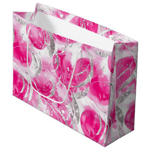 Roze Zilver Glam Abstracte Cirkels Verjaardag Groot Cadeauzakje