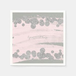 Roze Zilver & Grijs Glitter Stippen Glam Feest Servet